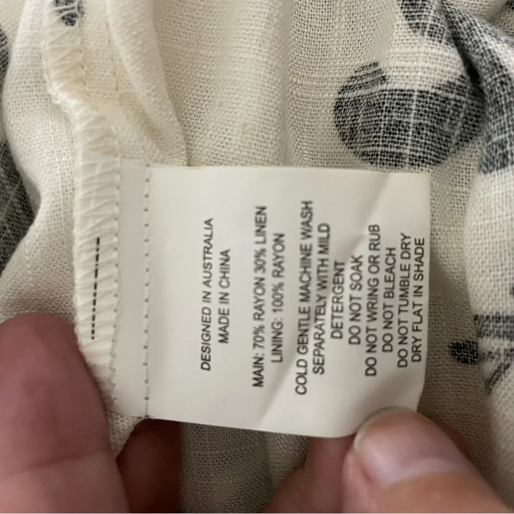 Paper Heart Linen Blend Black White‎ Leaf Print Maxi Dress Size XS